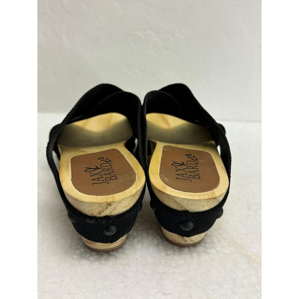 Jaxy Bird Black Wooden Sole Open Toe Wedge Sandals‎ Womens Size EU 39 - Picture 4 of 7